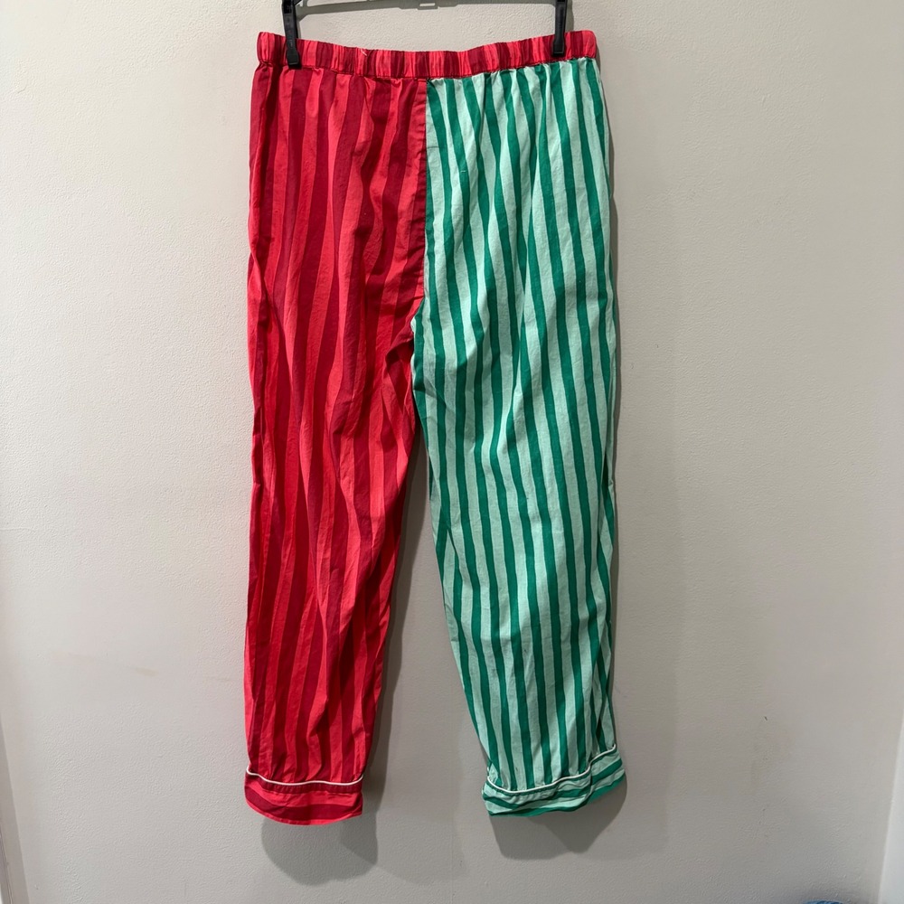 Printfresh Pajama Set Womens Small Red Green Holiday Striped Organic Cotton - Picture 9 of 16